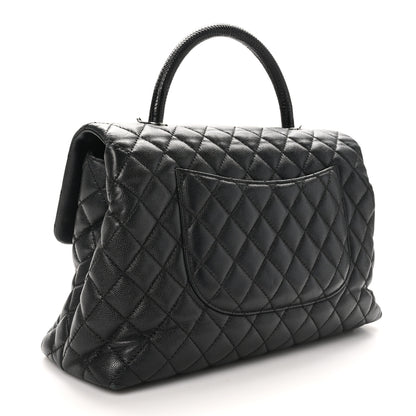 Chanel Caviar Lizard Quilted Medium Coco Handle Flap Black 3 of 10