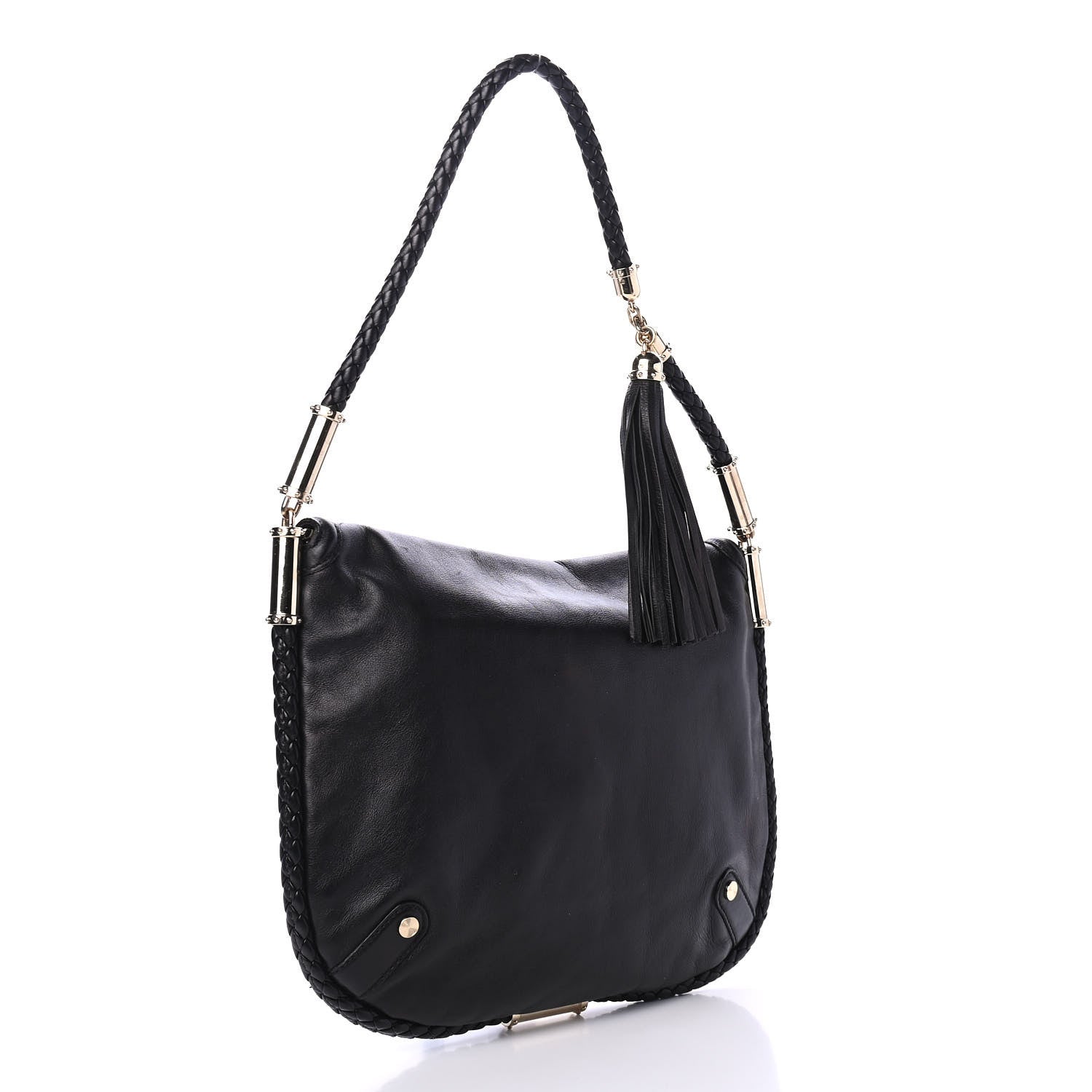 Gucci Calfskin Small Britt Tassel Shoulder Bag Black 2 of 8