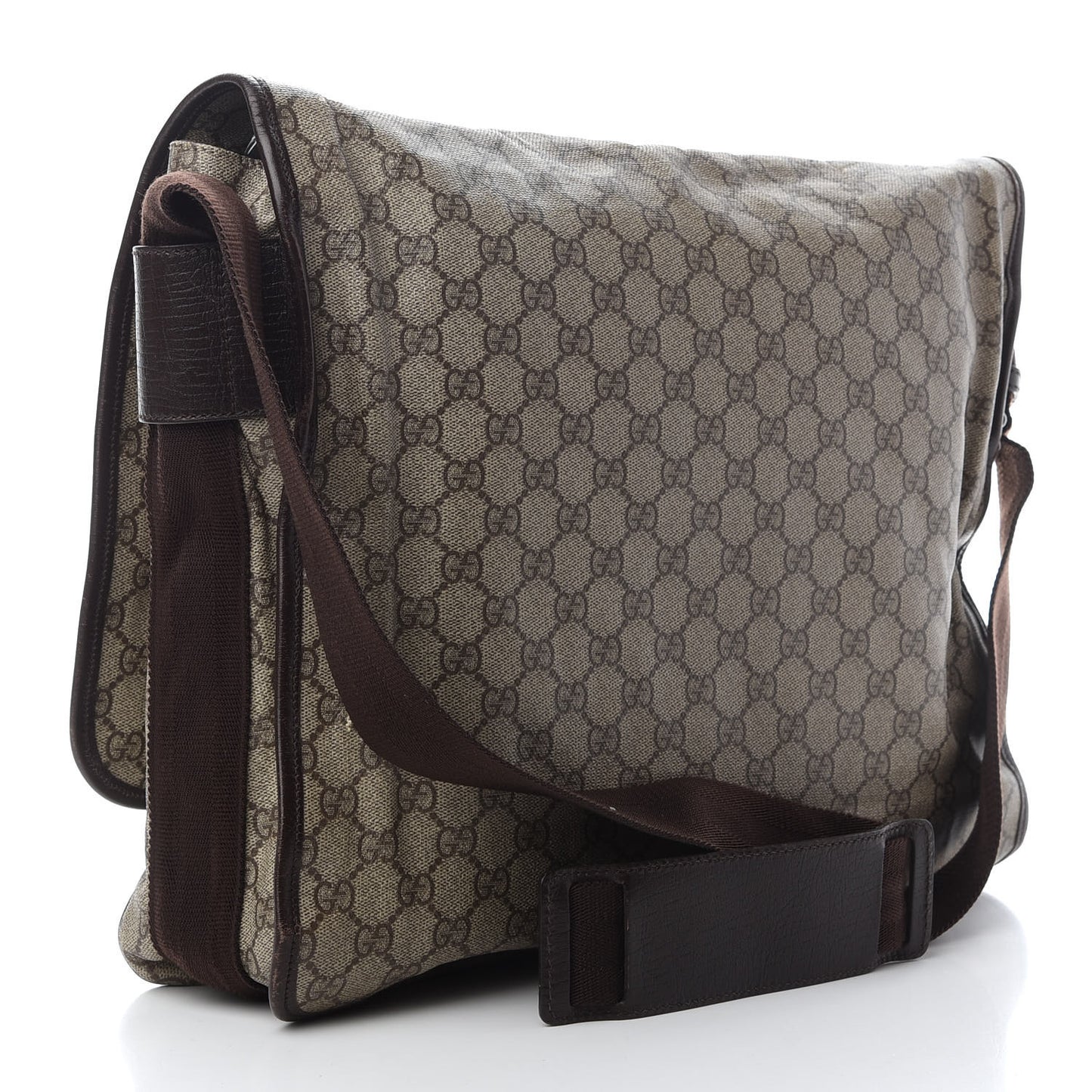 GG Plus Monogram Large Flap Messenger Bag Beige Dark Brown