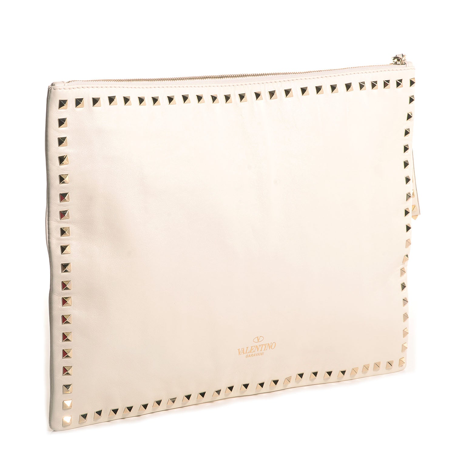 Valentino Garavani Vitello Oversized Rockstud Zip Wristlet Pouch Light Ivory 3 of 8