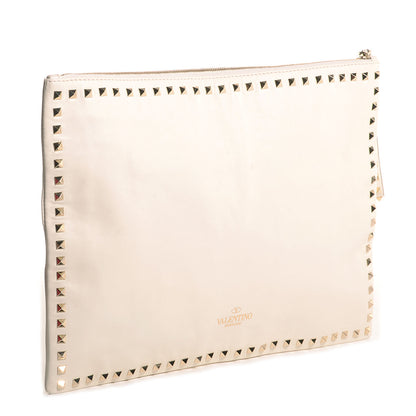Valentino Garavani Vitello Oversized Rockstud Zip Wristlet Pouch Light Ivory 3 of 8