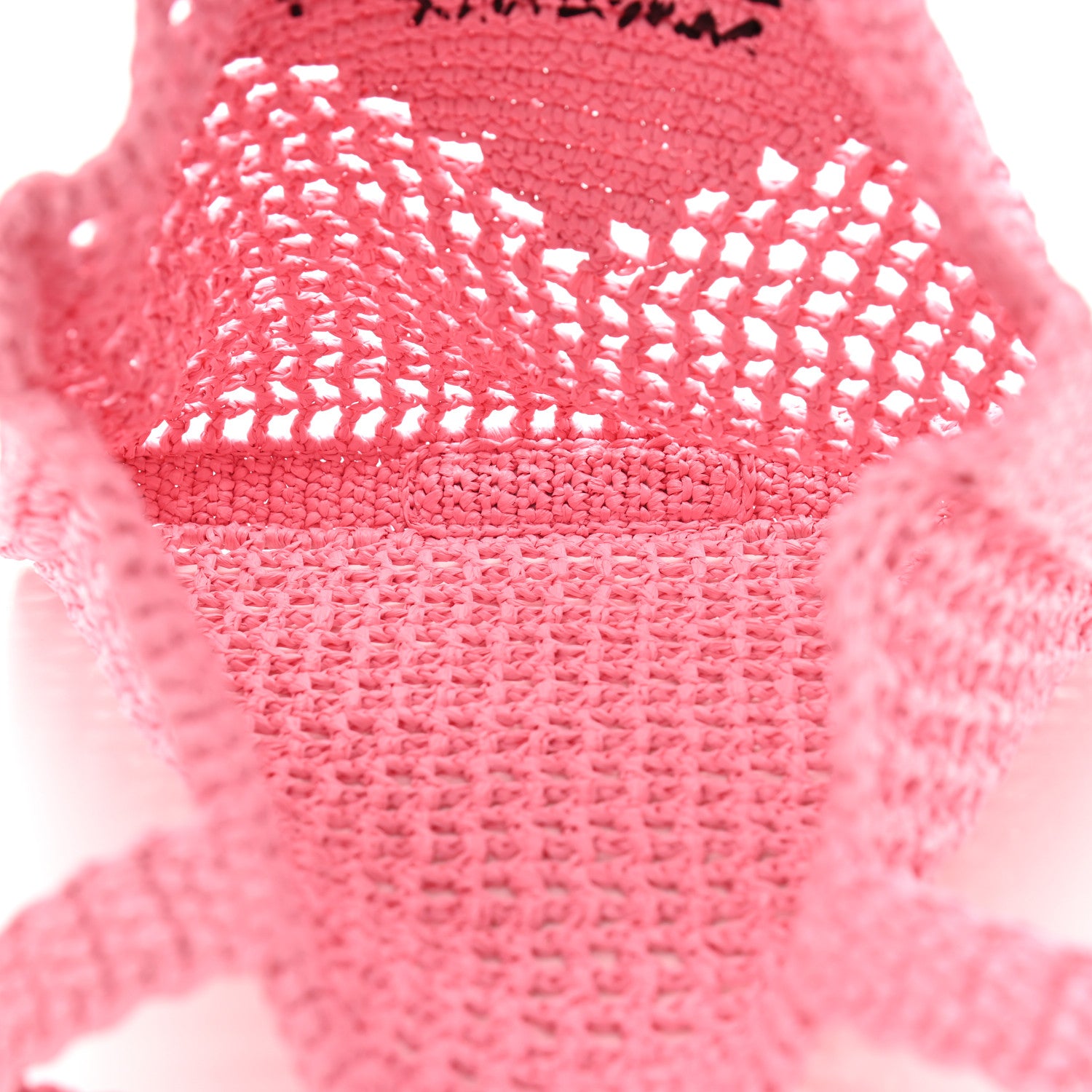Prada Yarn Raffia Effect Crochet Logo Embroidered Tote Bag Petalo 5 of 10