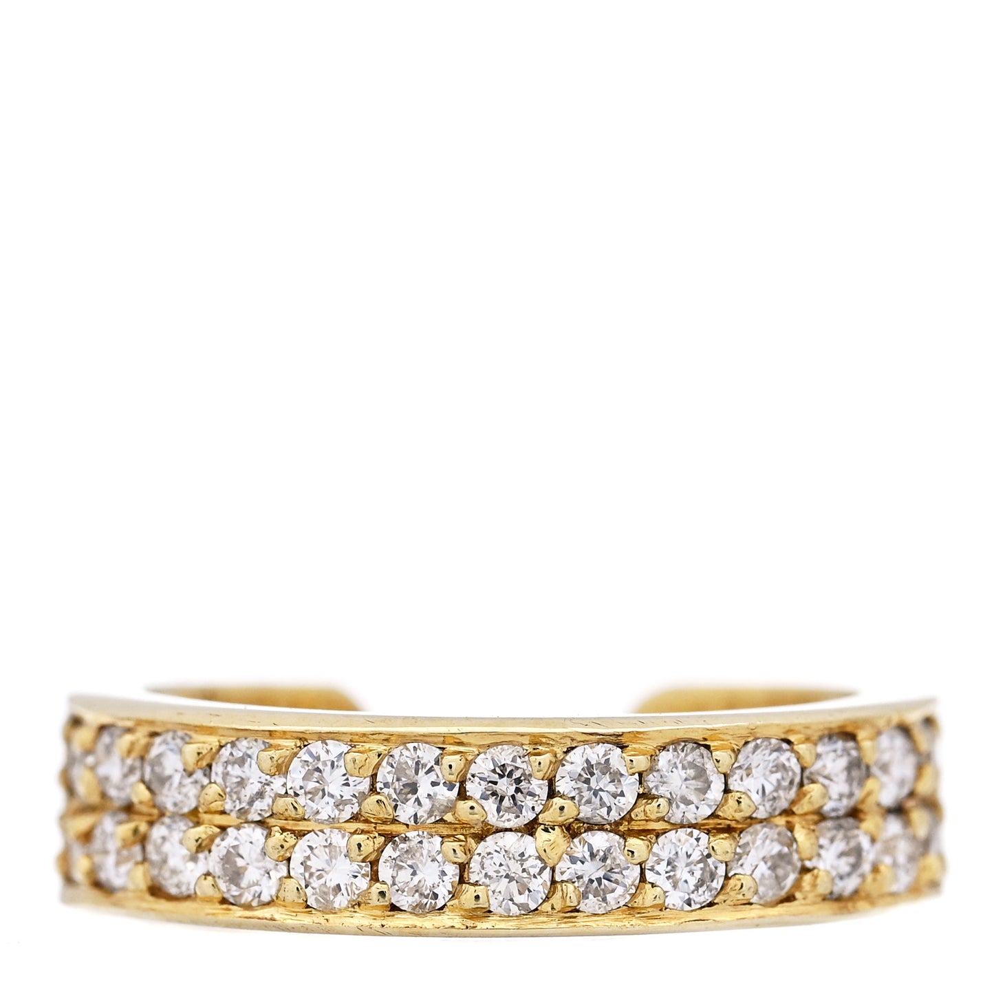 18K Yellow Gold Diamond Two Row Ear Cuff Earring