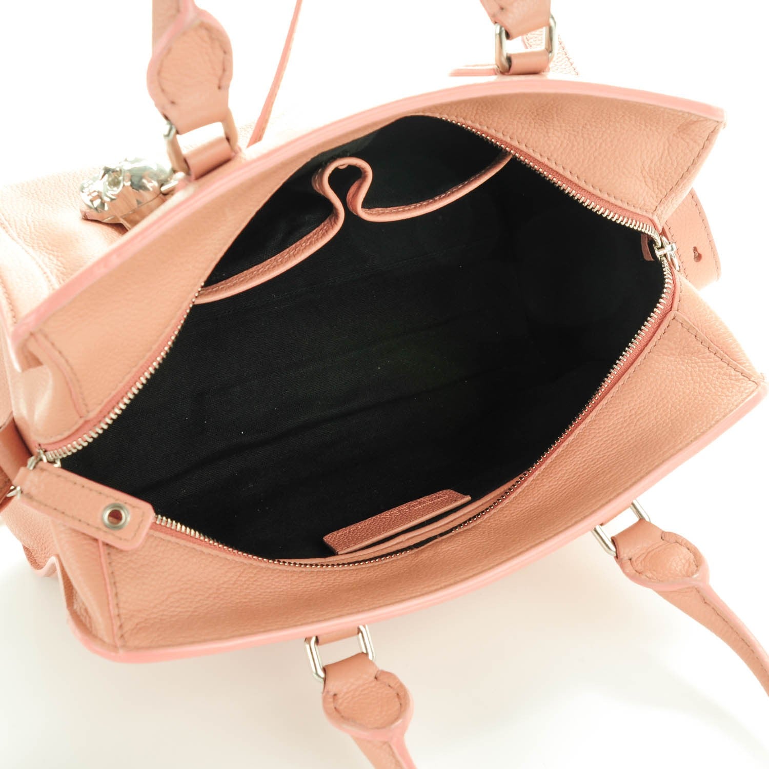Alexander McQueen Pebbled Calfskin Small Skull Padlock Zip Around Tote Pink 5 of 8