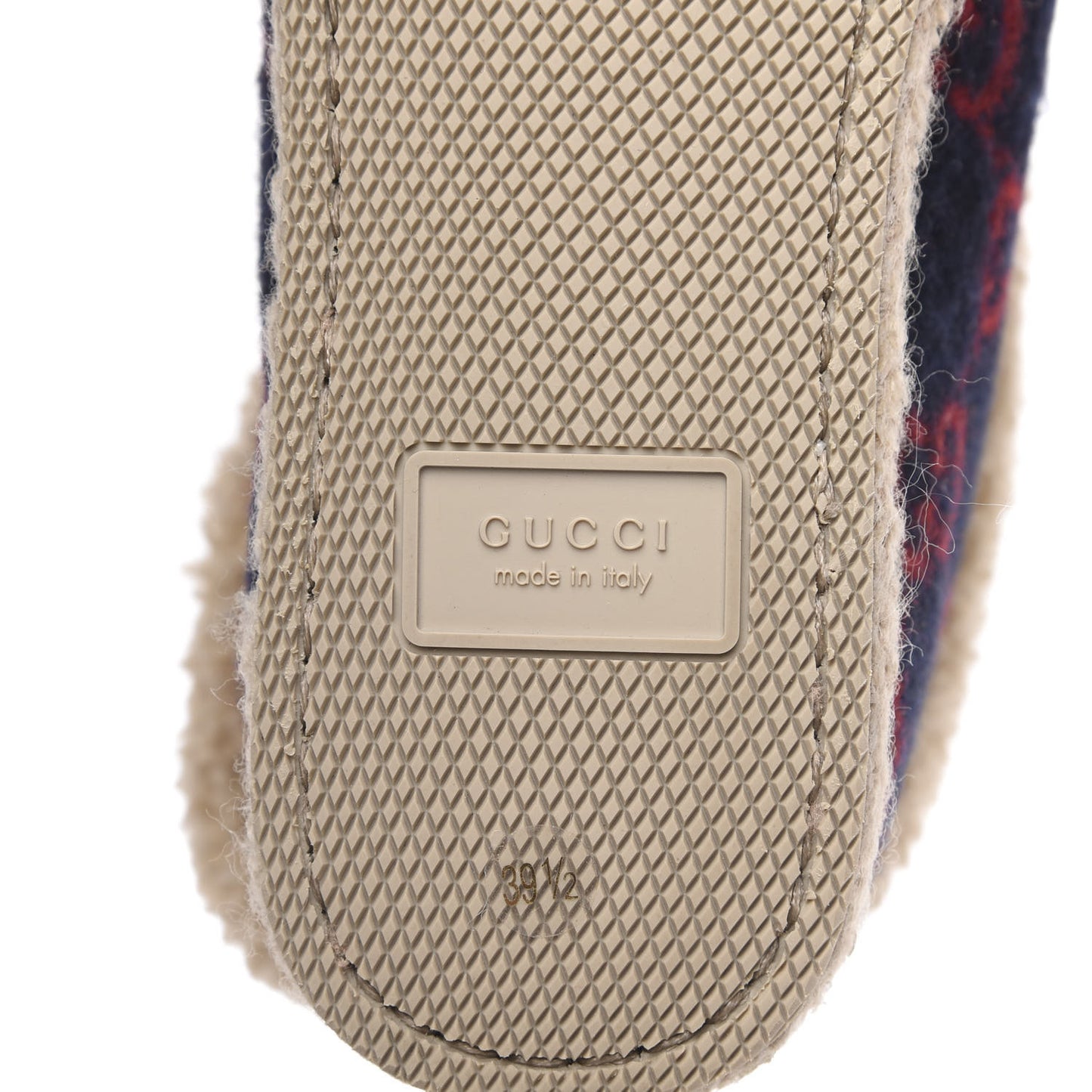 Covered Wool GG Monogram Womens Fria Horsebit Ankle Boots 39.5 Blue Red Butterscotch