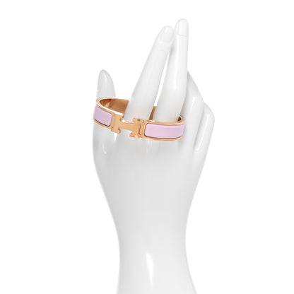Hermes Enamel Narrow Clic Clac H Bracelet PM Rose Dragee 2 of 7