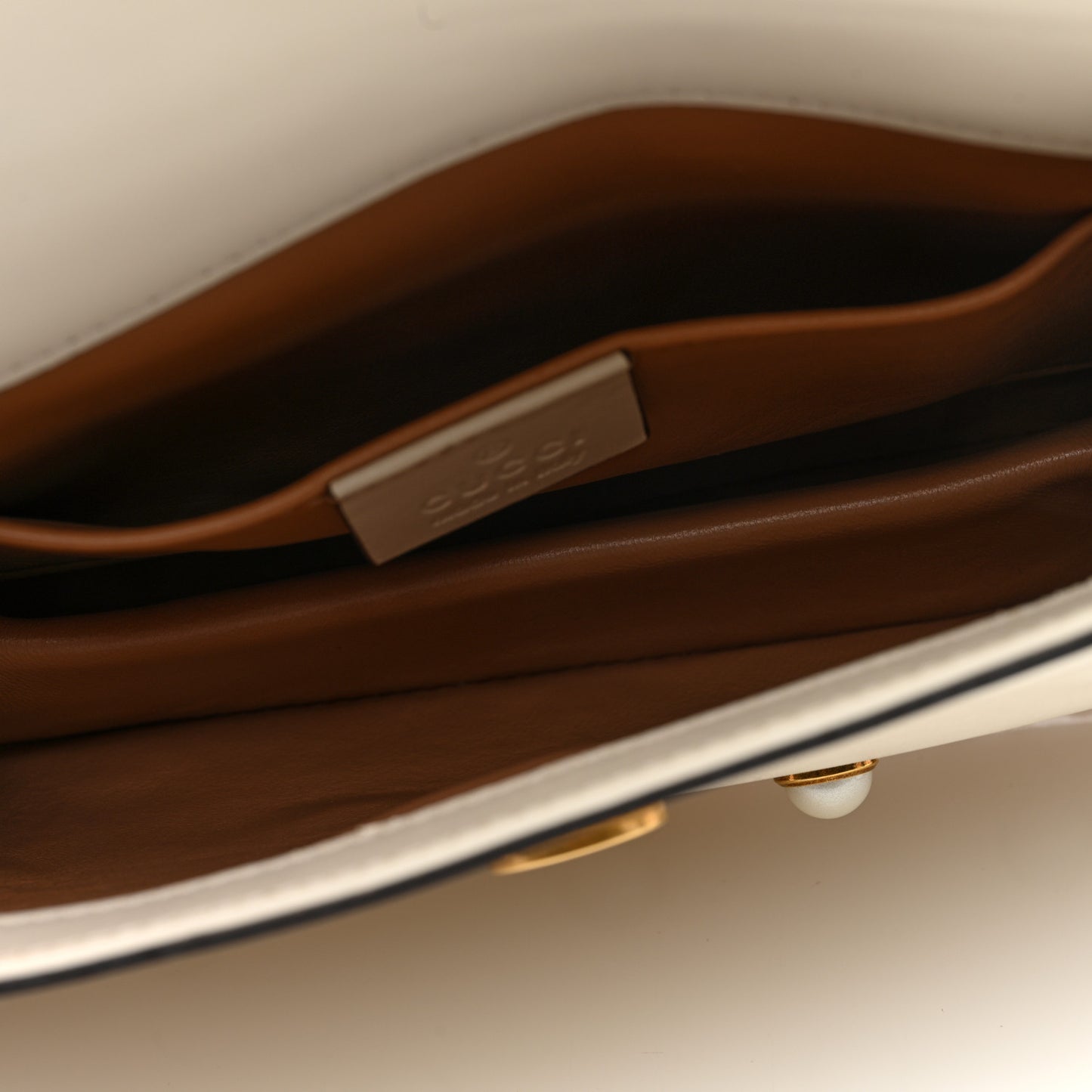 Nappa Pearl Studded Mini Queen Margaret Broadway Shoulder Bag Mystic White