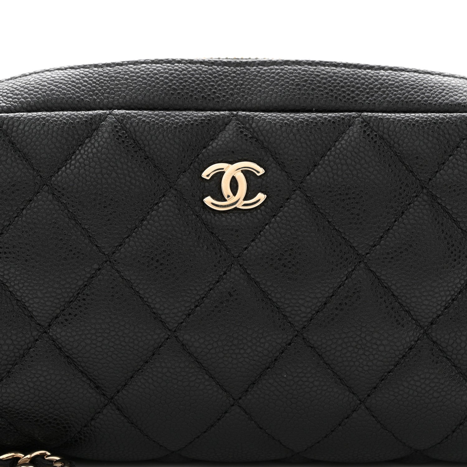 Chanel Caviar Quilted Double Zip Pouch Cosmetic Case Black 8 of 10