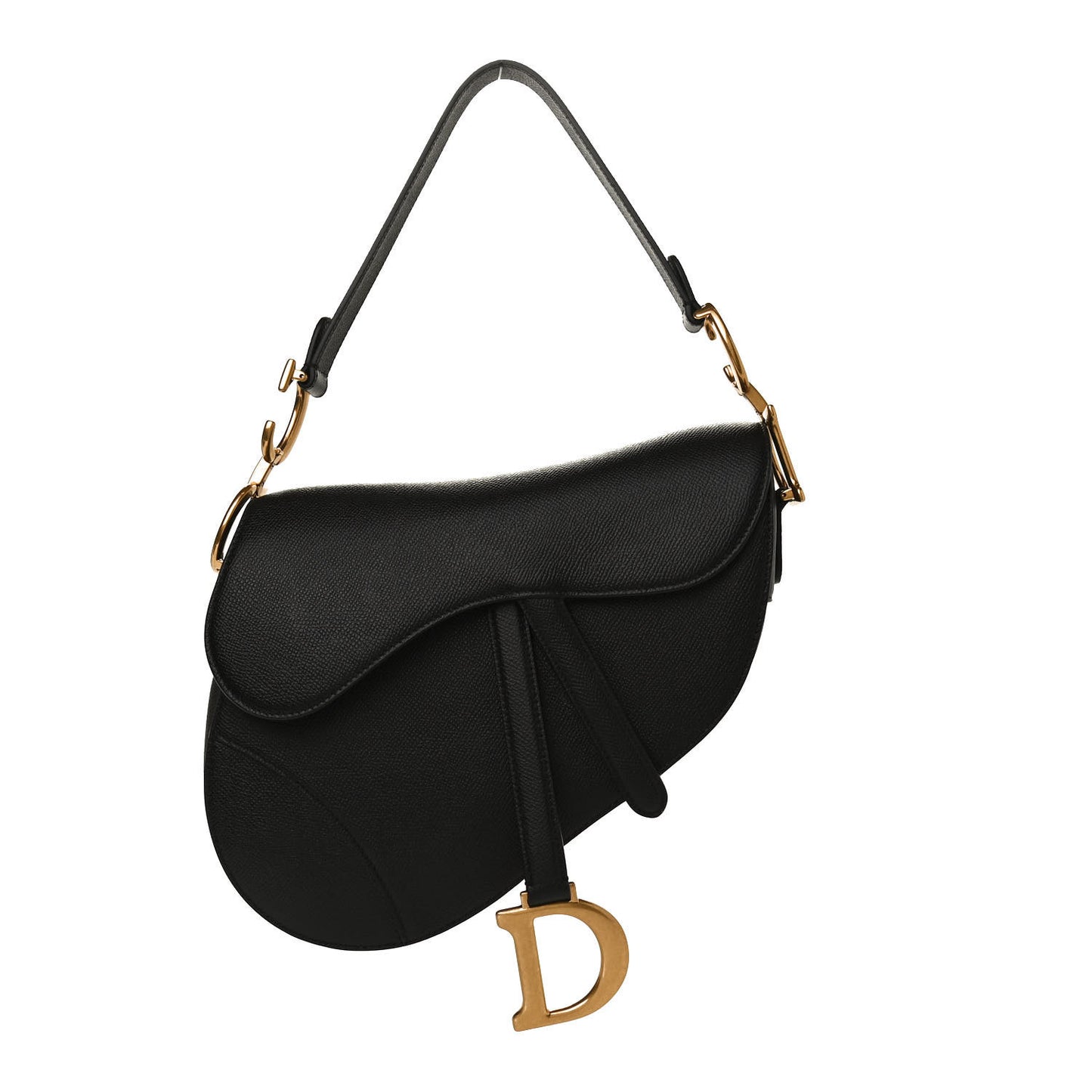 Grained Calfskin Saddle Bag Black