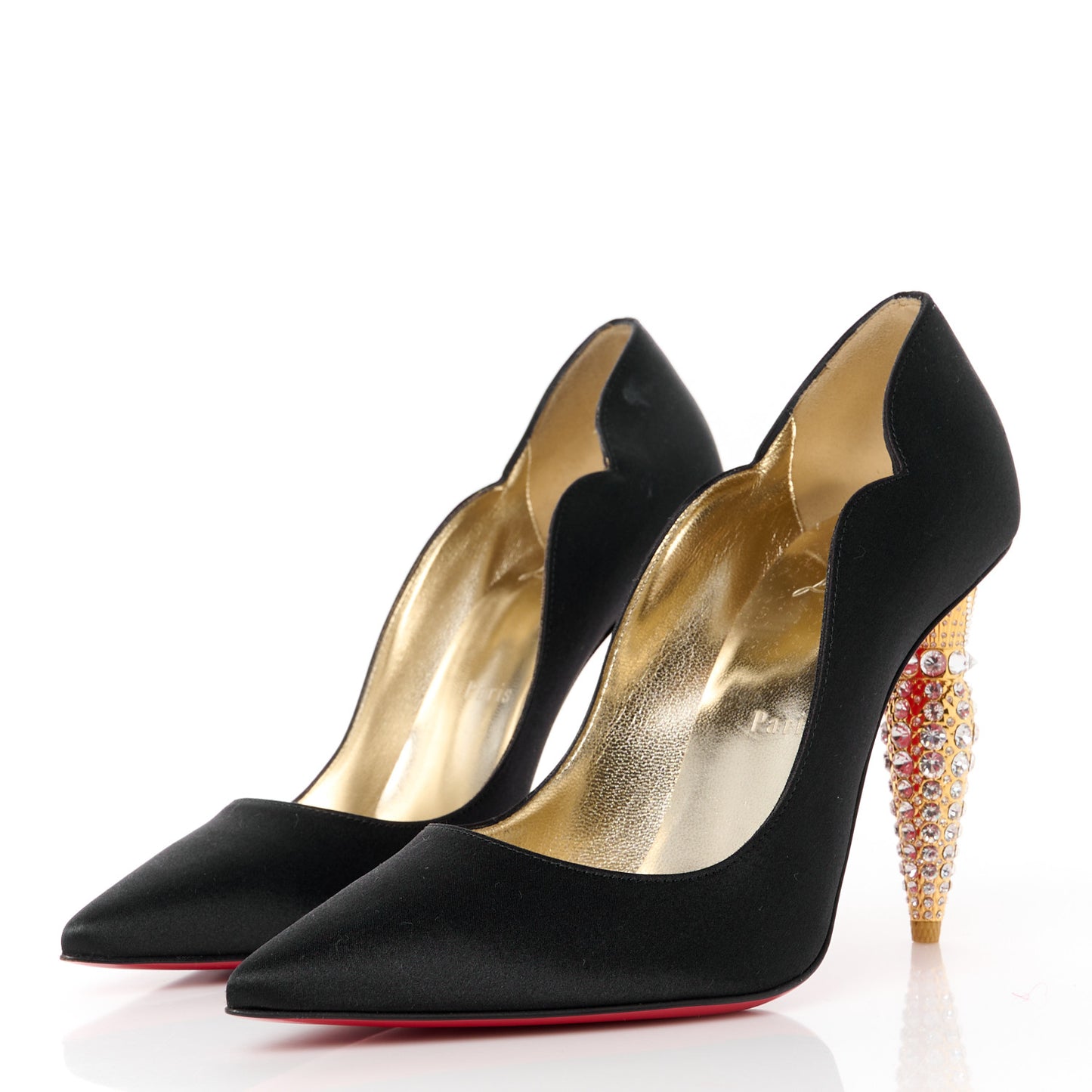 Crepe Satin Crystal LipStrass 100 Pumps 37.5 Black