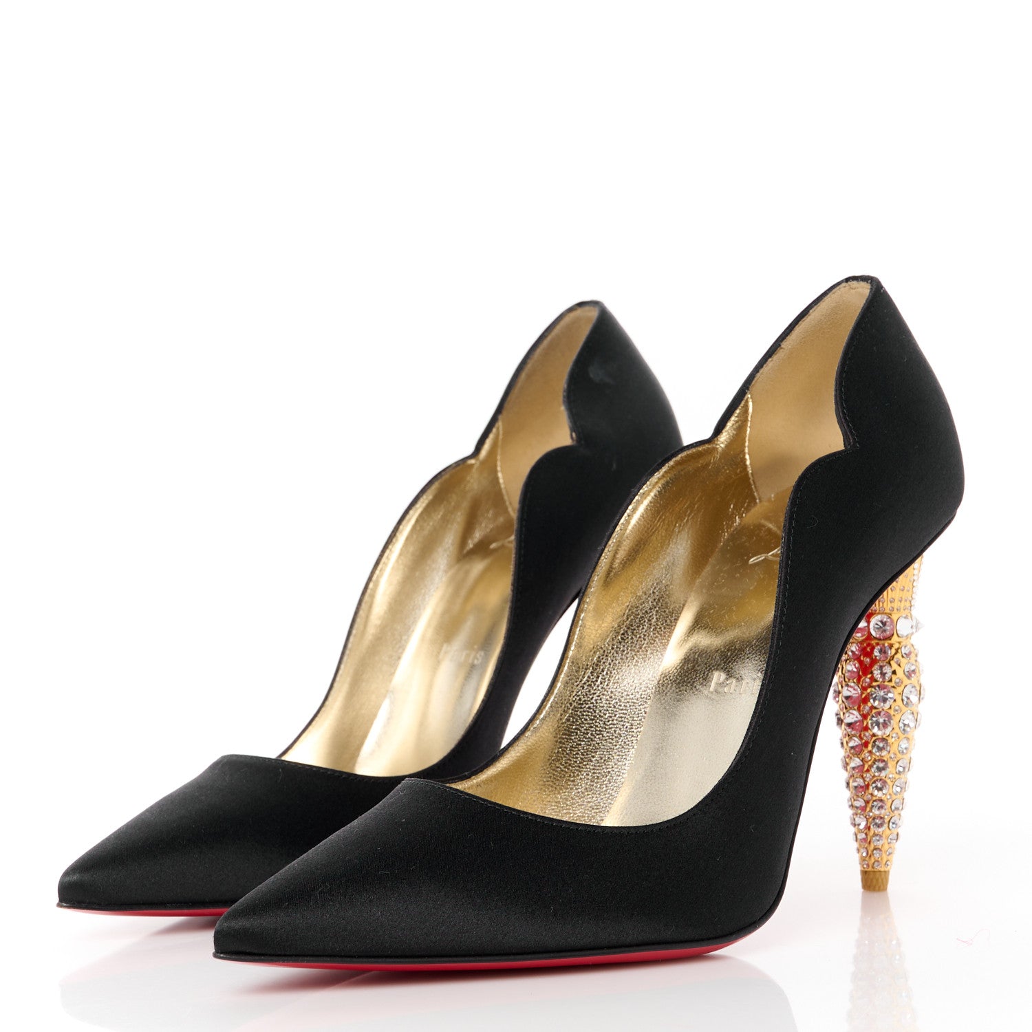 Christian Louboutin Crepe Satin Crystal LipStrass 100 Pumps 37.5 Black 3 of 8