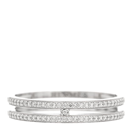 Hermes 18K White Gold Diamond Ariane Wedding Band Ring 55 7.25 1 of 5