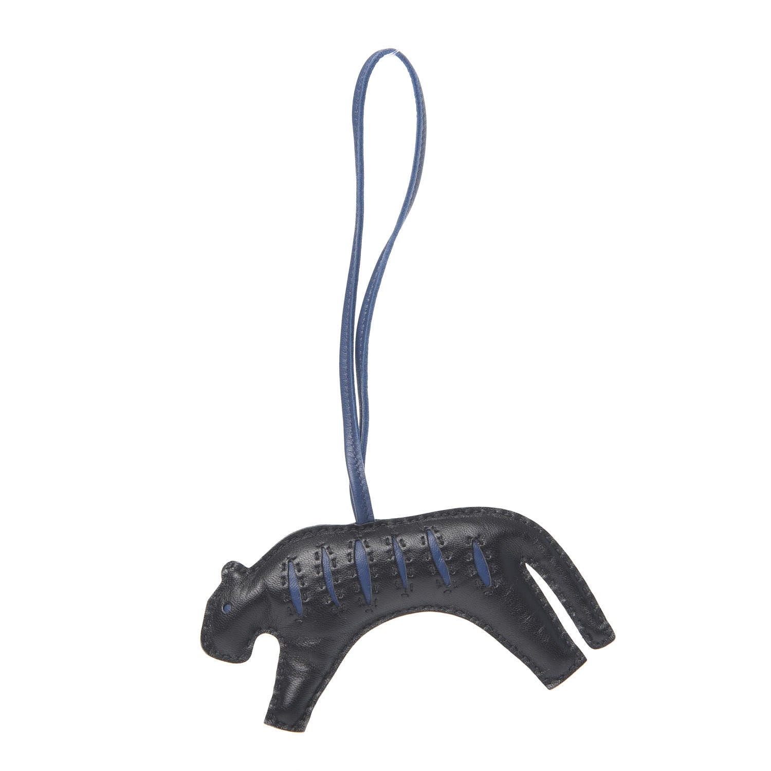 Hermes Milo Lambskin Rooroo Bag Charm Black Bleu de Malte 1 of 4