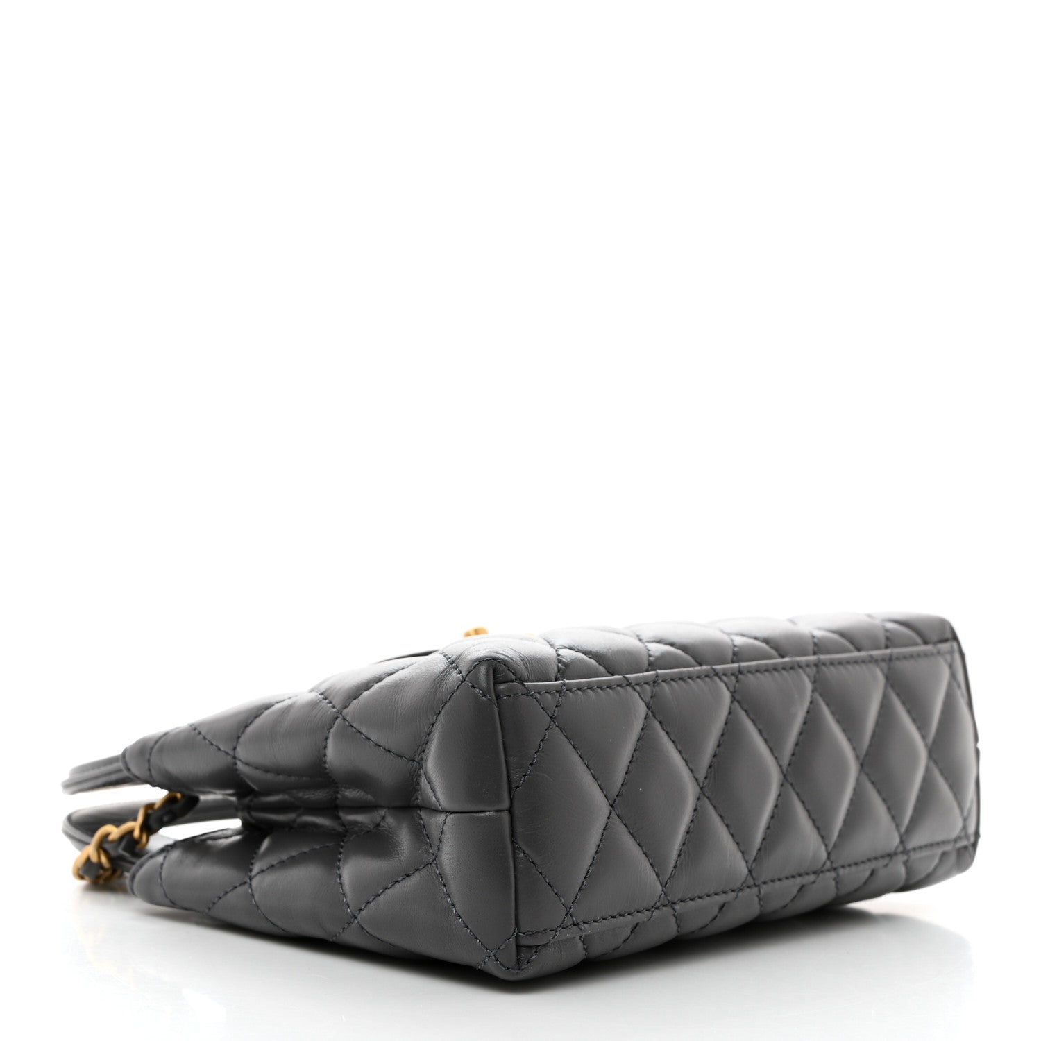 Chanel Shiny Aged Calfskin Quilted Nano Kelly Shopper Grey 4 of 10