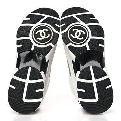 Chanel Calfskin Fabric Sneakers 39.5 White Silver Fluo Pink 6 of 7