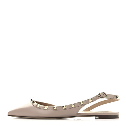 Valentino Garavani Nappa Rockstud Slingback Flats 38.5 Poudre 1 of 10