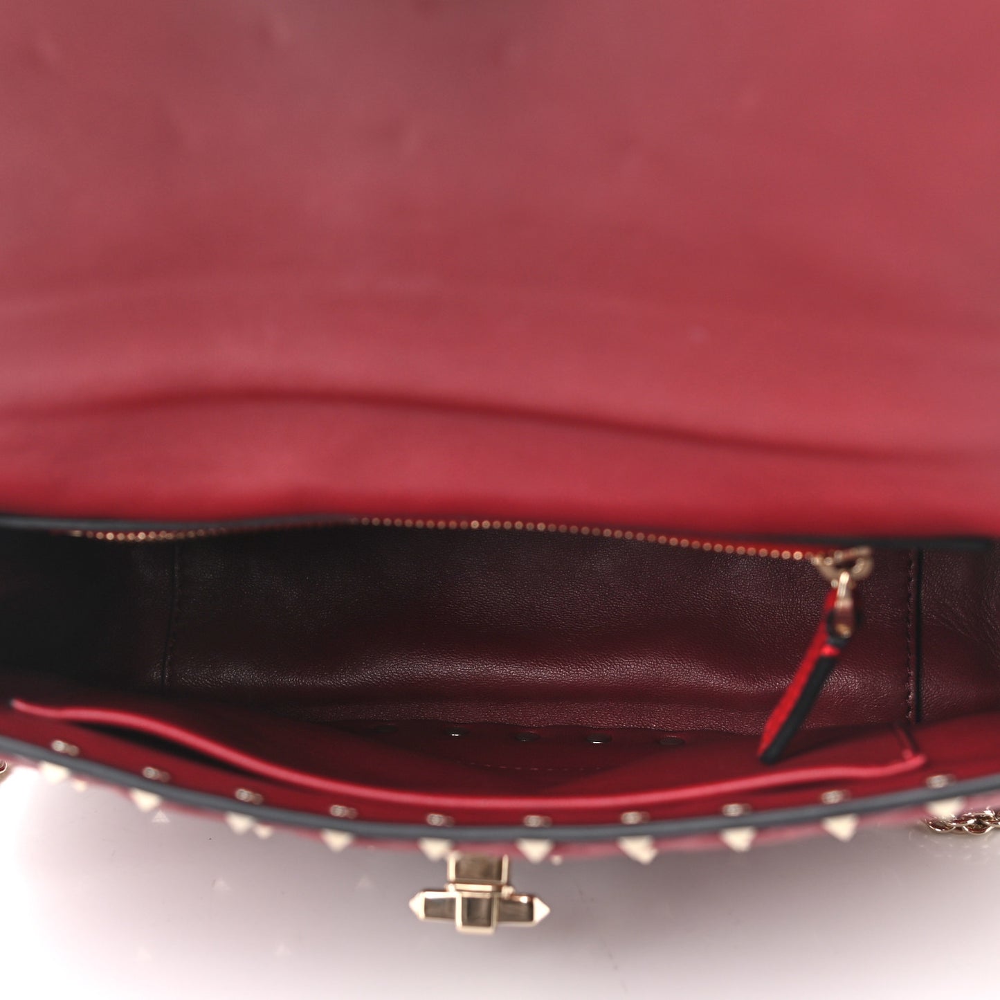 Nappa Medium Rockstud Spike Shoulder Bag Rubino