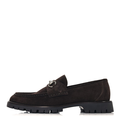 Gucci Suede Horsebit Mens Lug Loafers 8 Night Cocoa 1 of 10