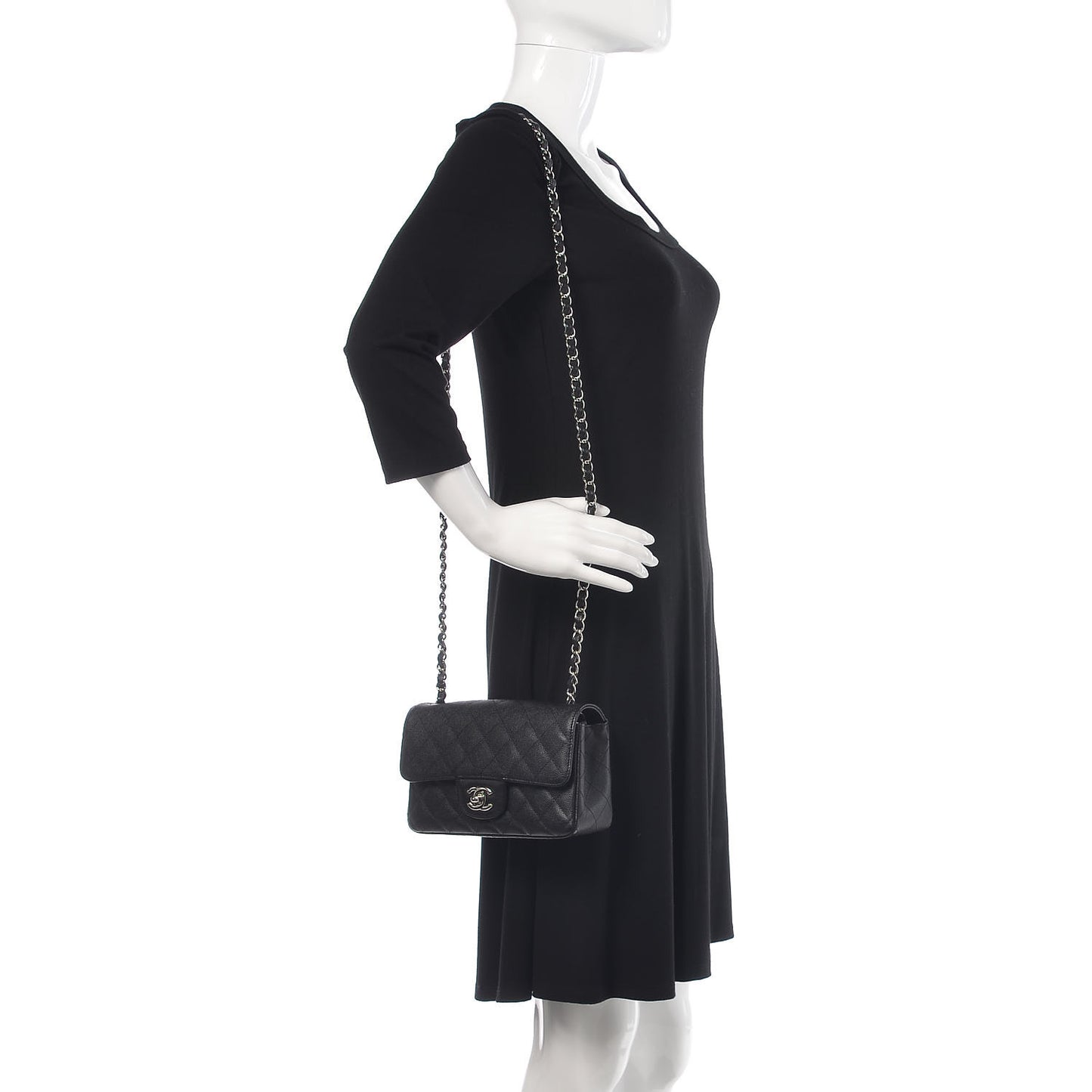 Caviar Quilted Mini Rectangular Flap Black