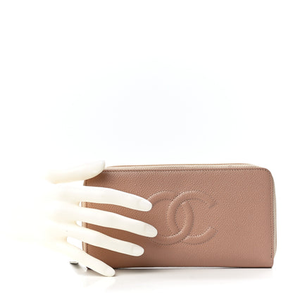 Chanel Caviar Large Timeless CC Zip Around Wallet Beige 2 of 13