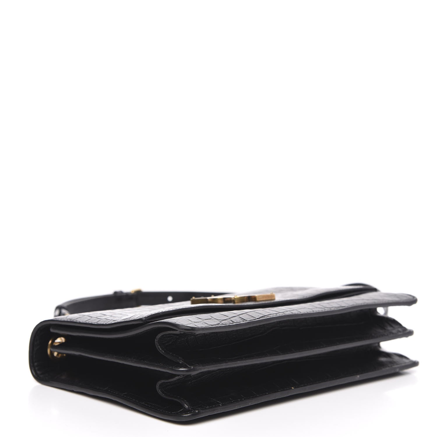 Saint Laurent Calfskin Crocodile Embossed Monogram Medium Sunset Black 4 of 10