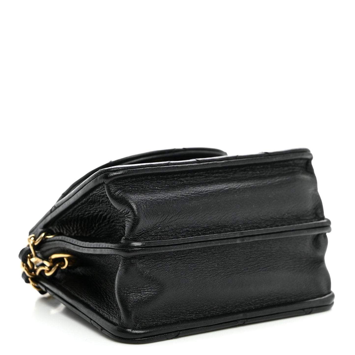 Lambskin Quilted Mini Accordion Clutch With Chain Black