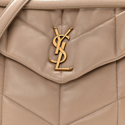 Saint Laurent Lambskin Quilted Medium Loulou Puffer Monogram Chain Satchel Dark Beige 8 of 11