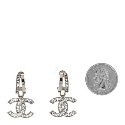 Chanel Crystal CC Drop Earrings Silver 2 of 4