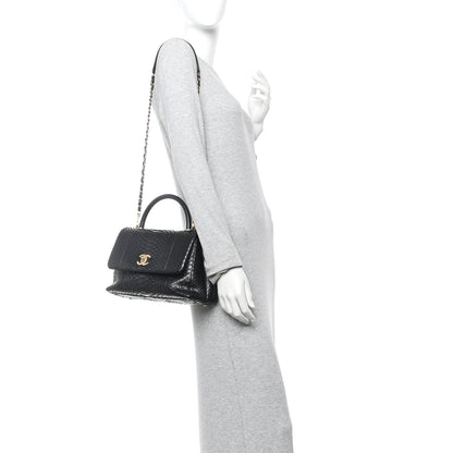 Chanel Snakeskin Small Coco Handle Flap Black 2 of 12