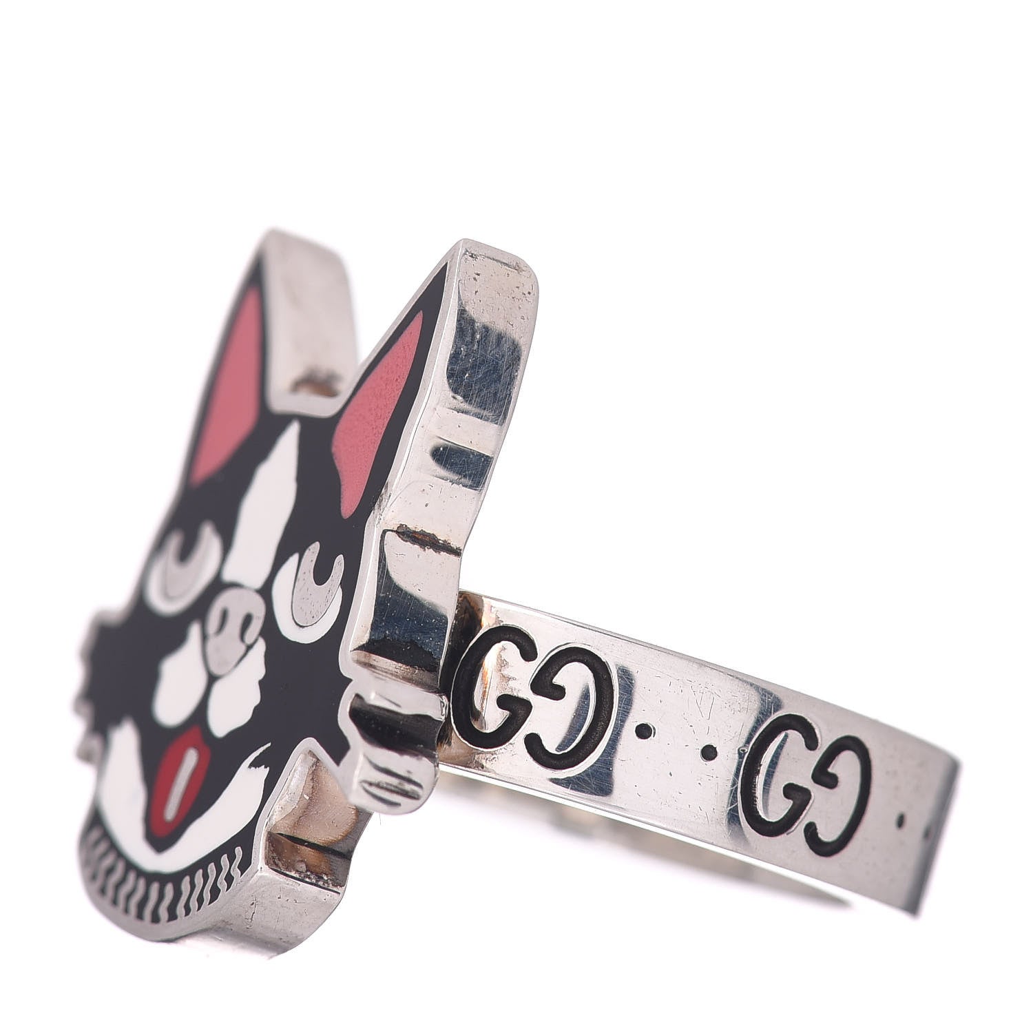 Gucci Sterling Silver Enamel Bosco Ring 52 6 3 of 5