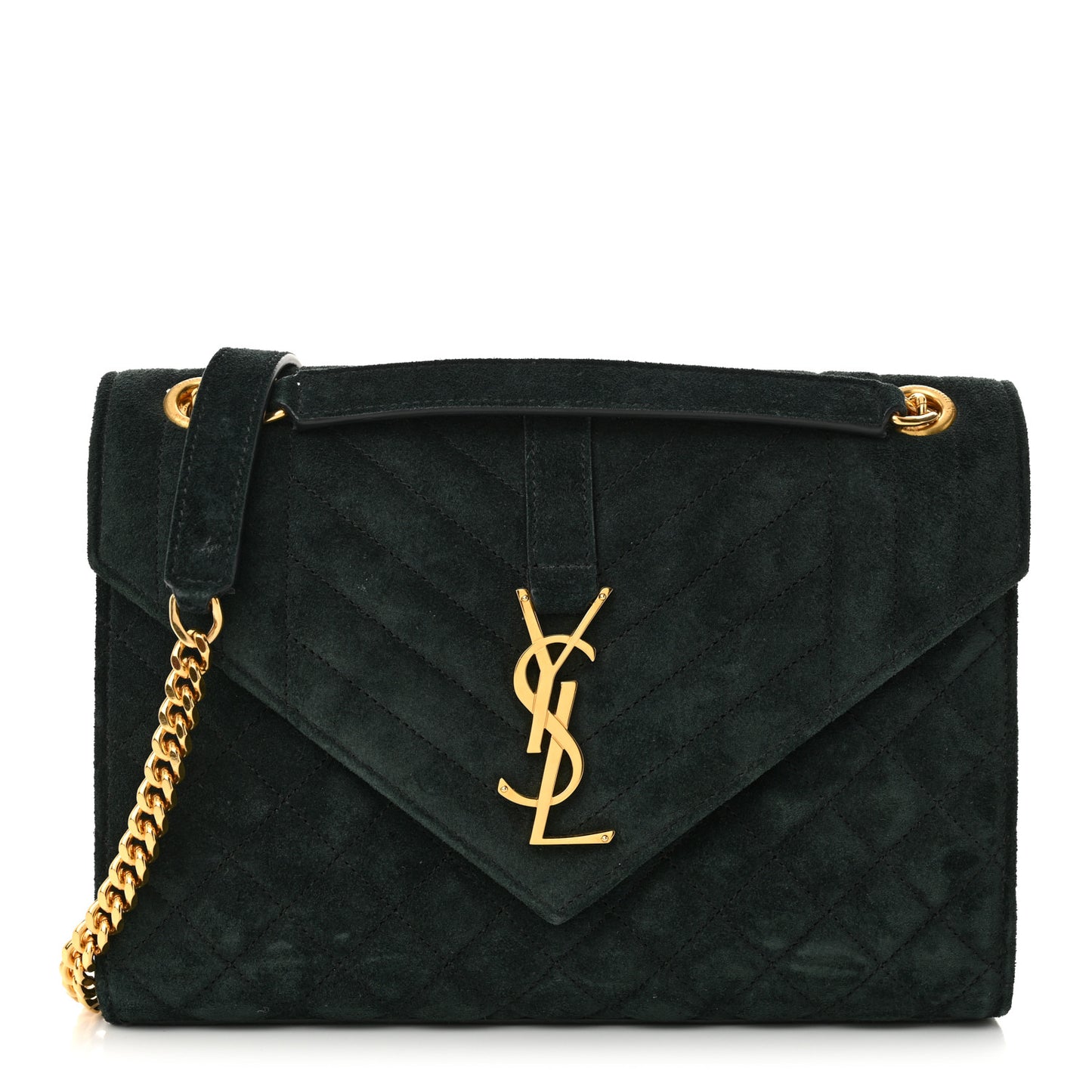 Suede Mixed Matelasse Triquilt Medium Monogram Satchel Algae