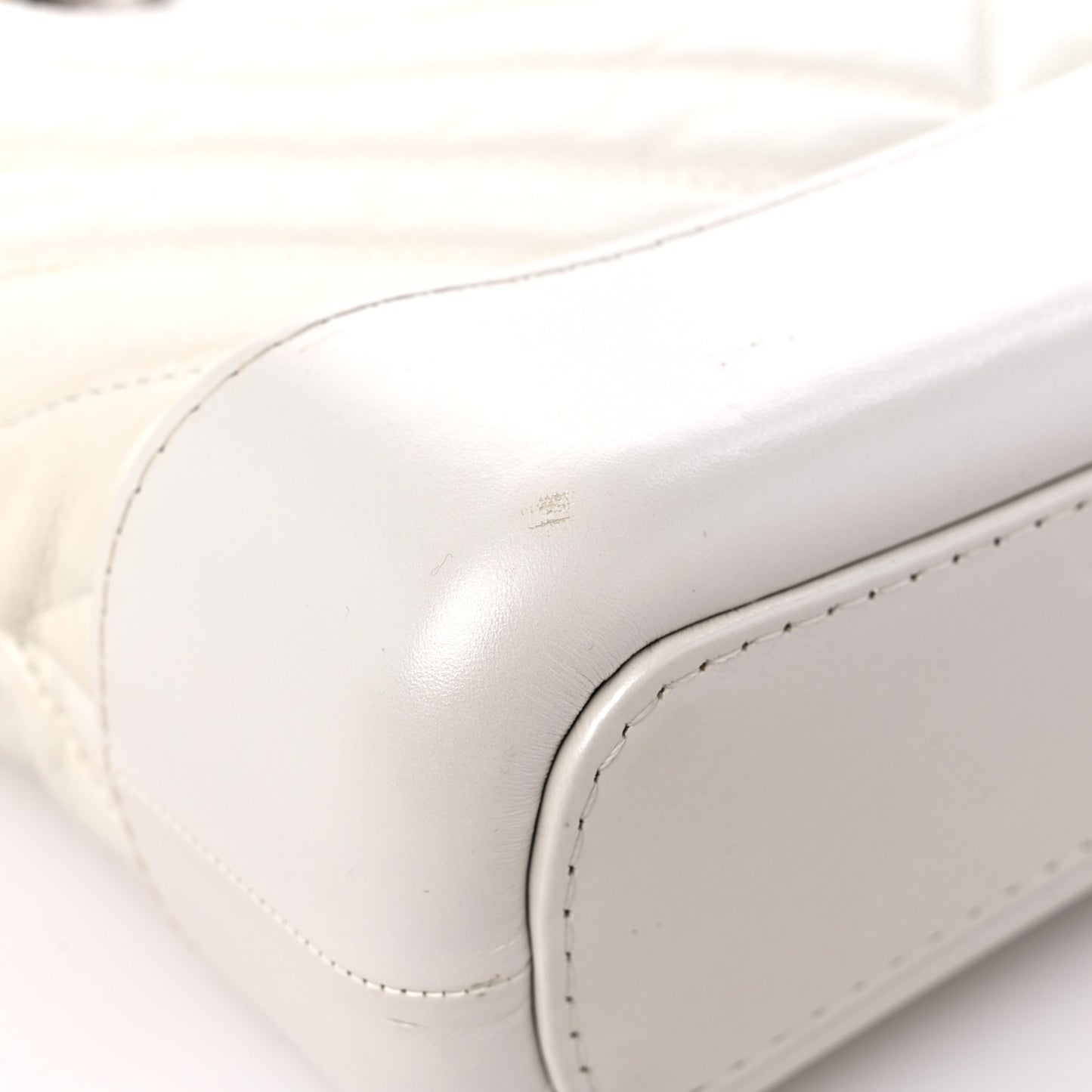 Aged Calfskin Chevron Quilted Small Gabrielle Hobo White