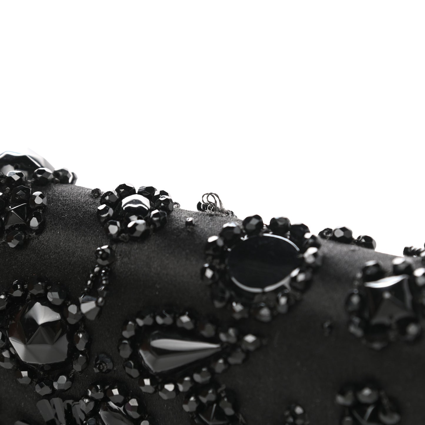 Satin Crystal Clutch Black