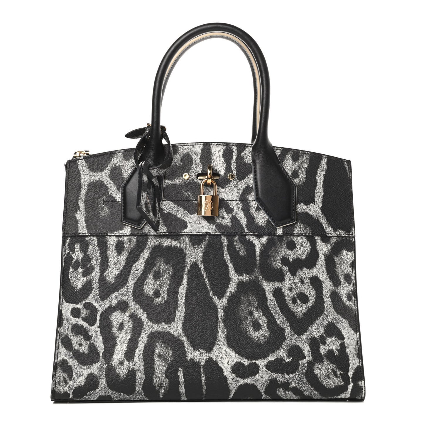 Canvas Calfskin Wild Animal Print City Steamer MM Black