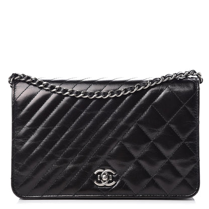 Chanel Glazed Calfskin Quilted Coco Boy Wallet On Chain WOC Black 1 of 11