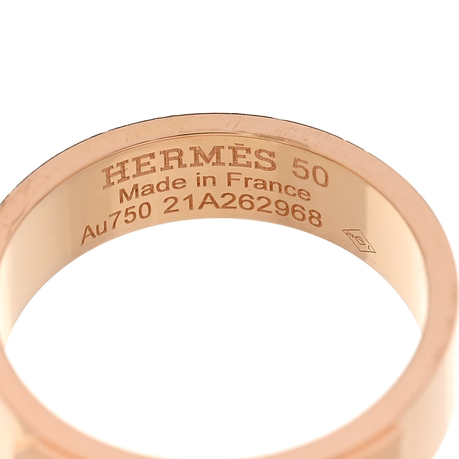 Hermes 18K Rose Gold Diamond PM Kelly Ring 50 5.25 4 of 5