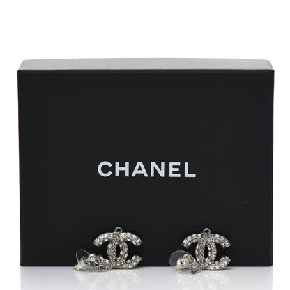 Chanel Baguette Crystal CC Drop Earrings Silver 5 of 5