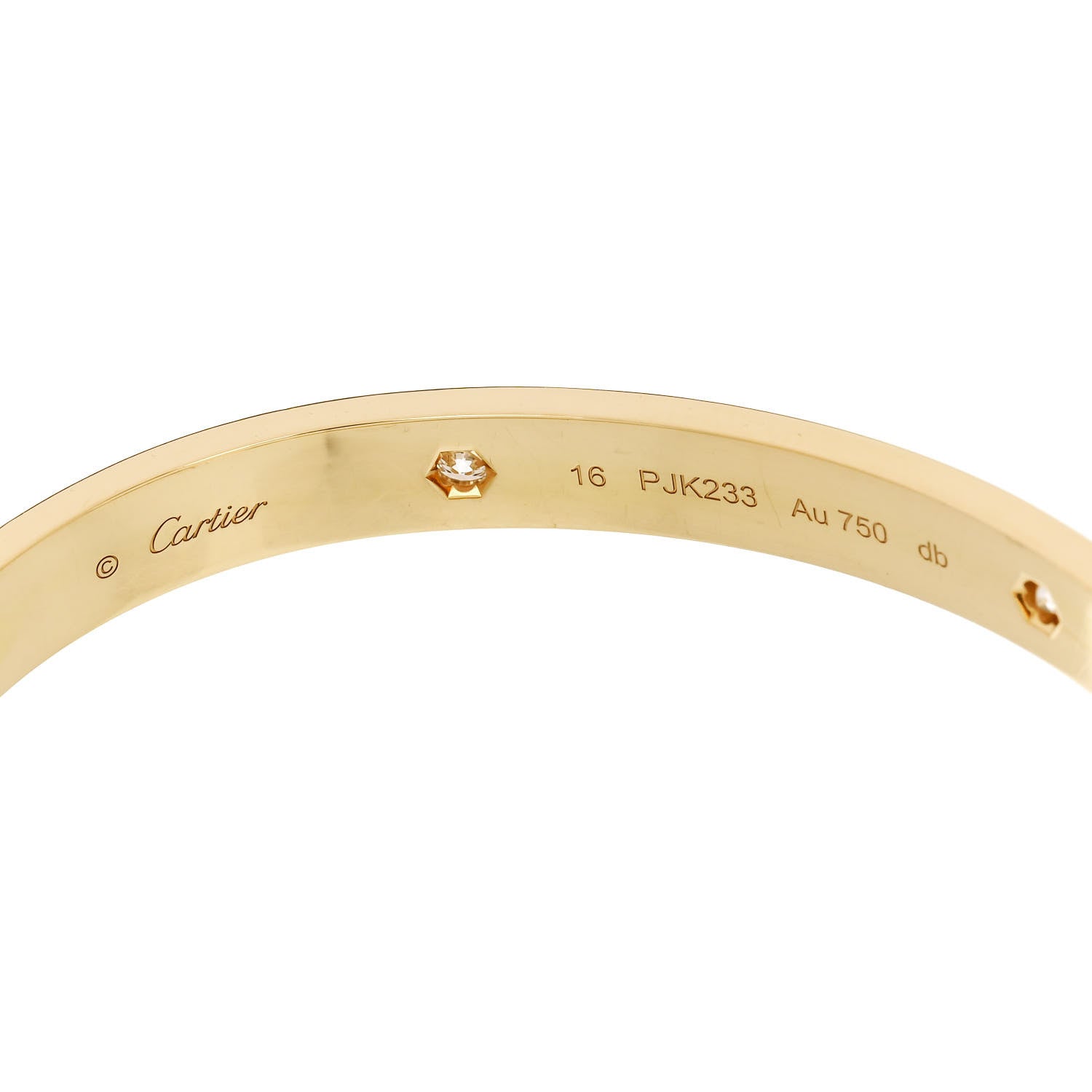 Cartier 18K Yellow Gold 4 Diamond LOVE Bracelet 16 6 of 9