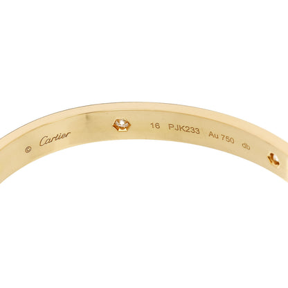 Cartier 18K Yellow Gold 4 Diamond LOVE Bracelet 16 6 of 9