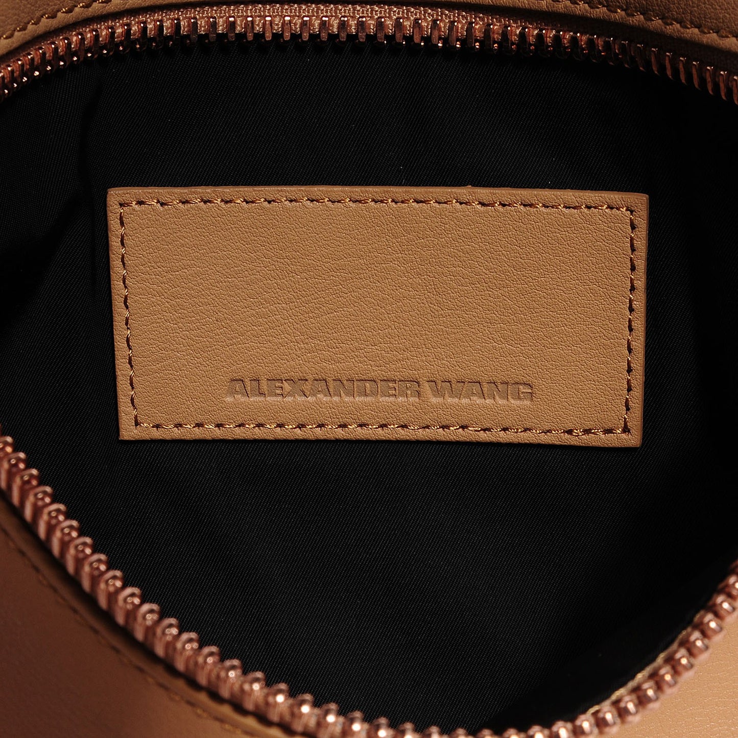 Smooth Leather Prisma Wristlet Camel Rose Gold Hardware