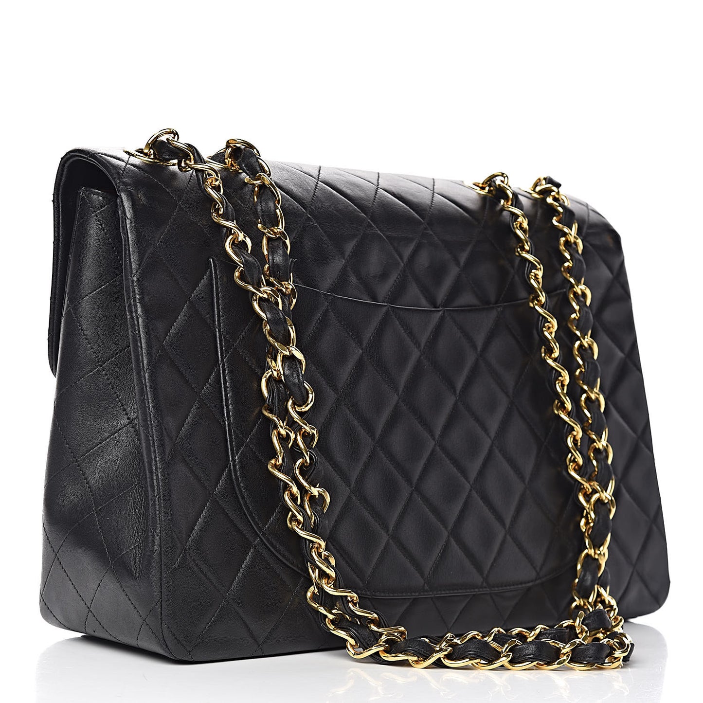 Lambskin Quilted XL Jumbo Single Flap Black