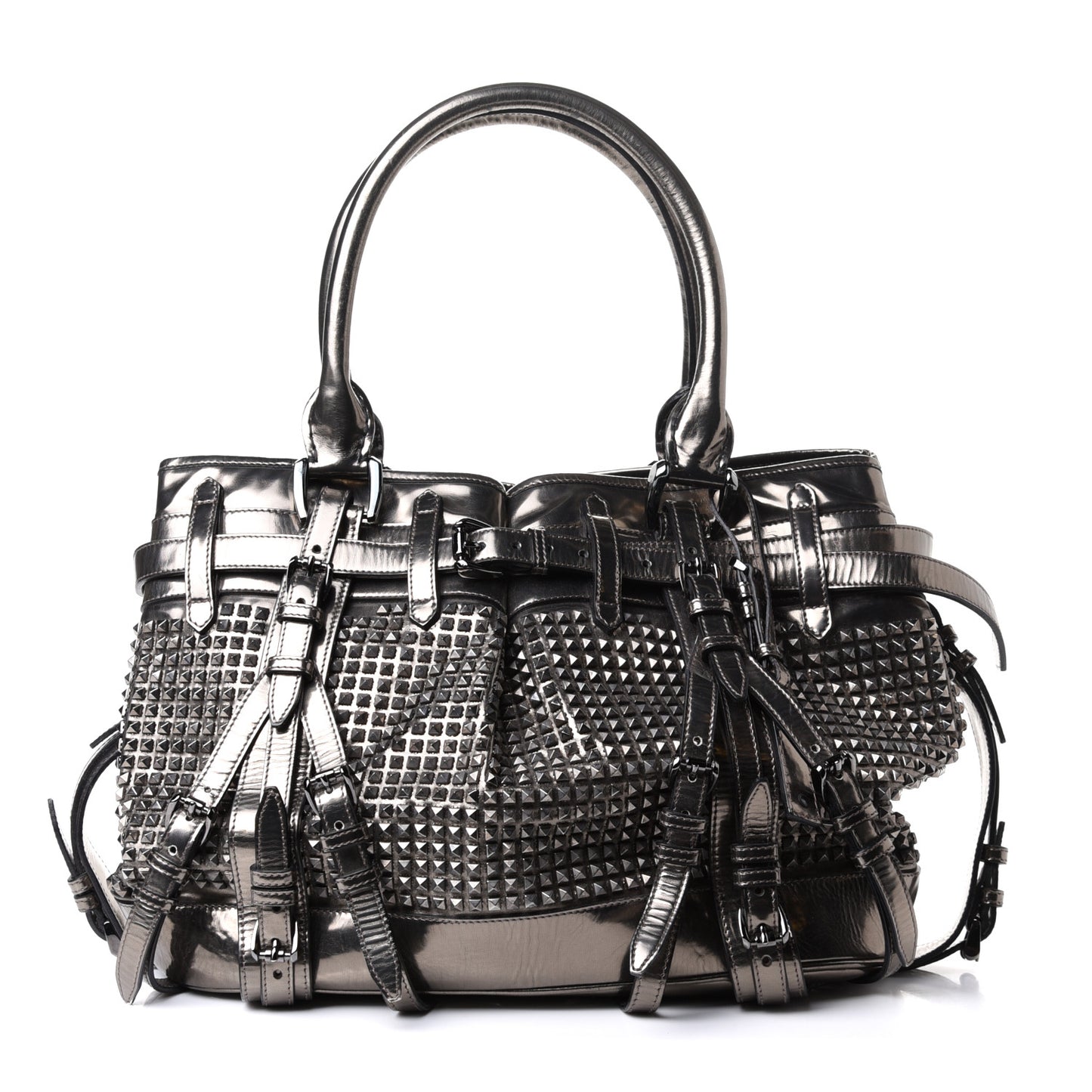 Metallic Patent Studded Rowan Pewter