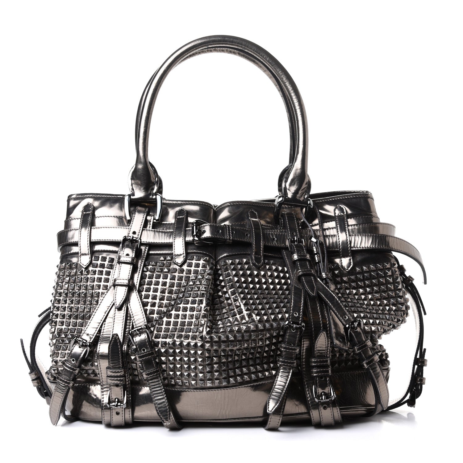 Burberry Metallic Patent Studded Rowan Pewter 1 of 4