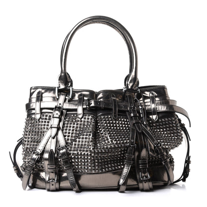 Burberry Metallic Patent Studded Rowan Pewter 1 of 4