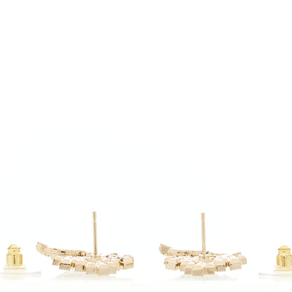 Chanel Crystal CC Crown Drop Earrings Gold 3 of 5