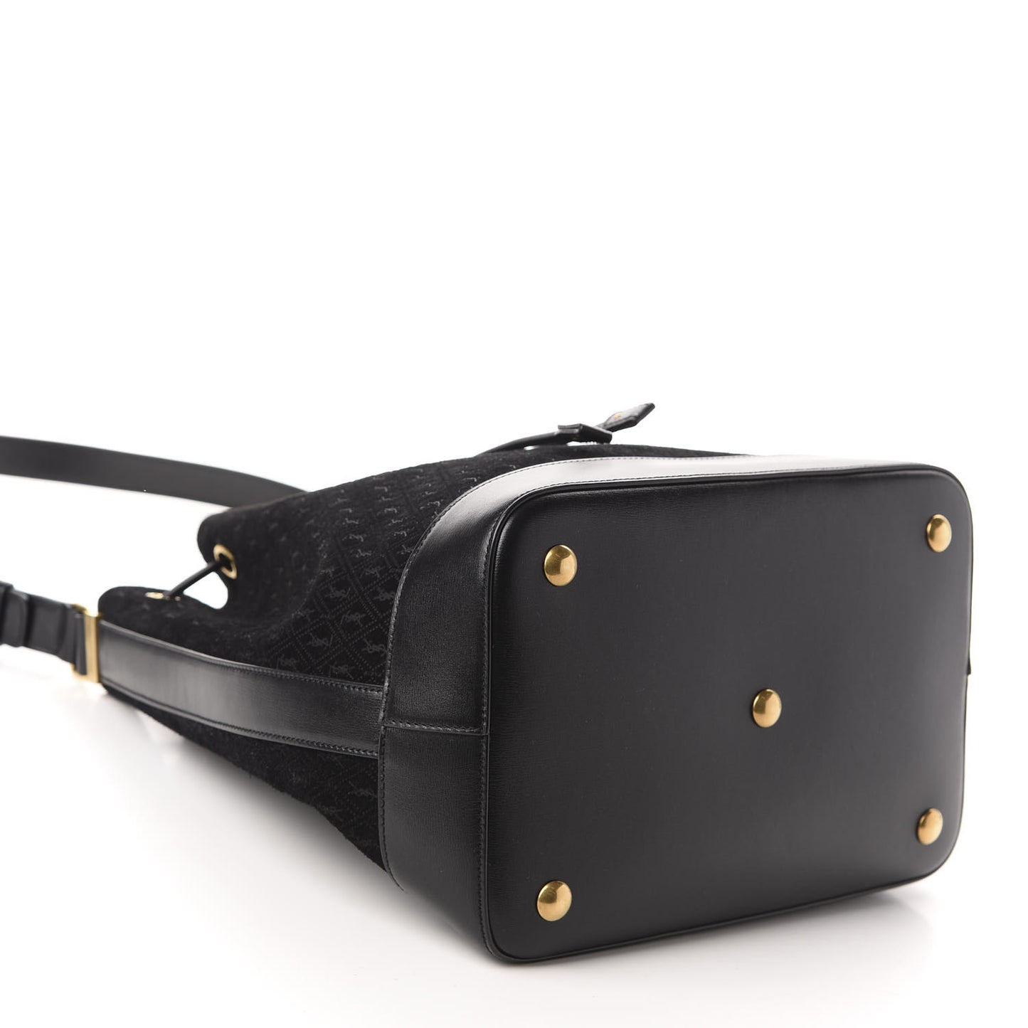 Suede All-Over Monogram Bucket Bag Black