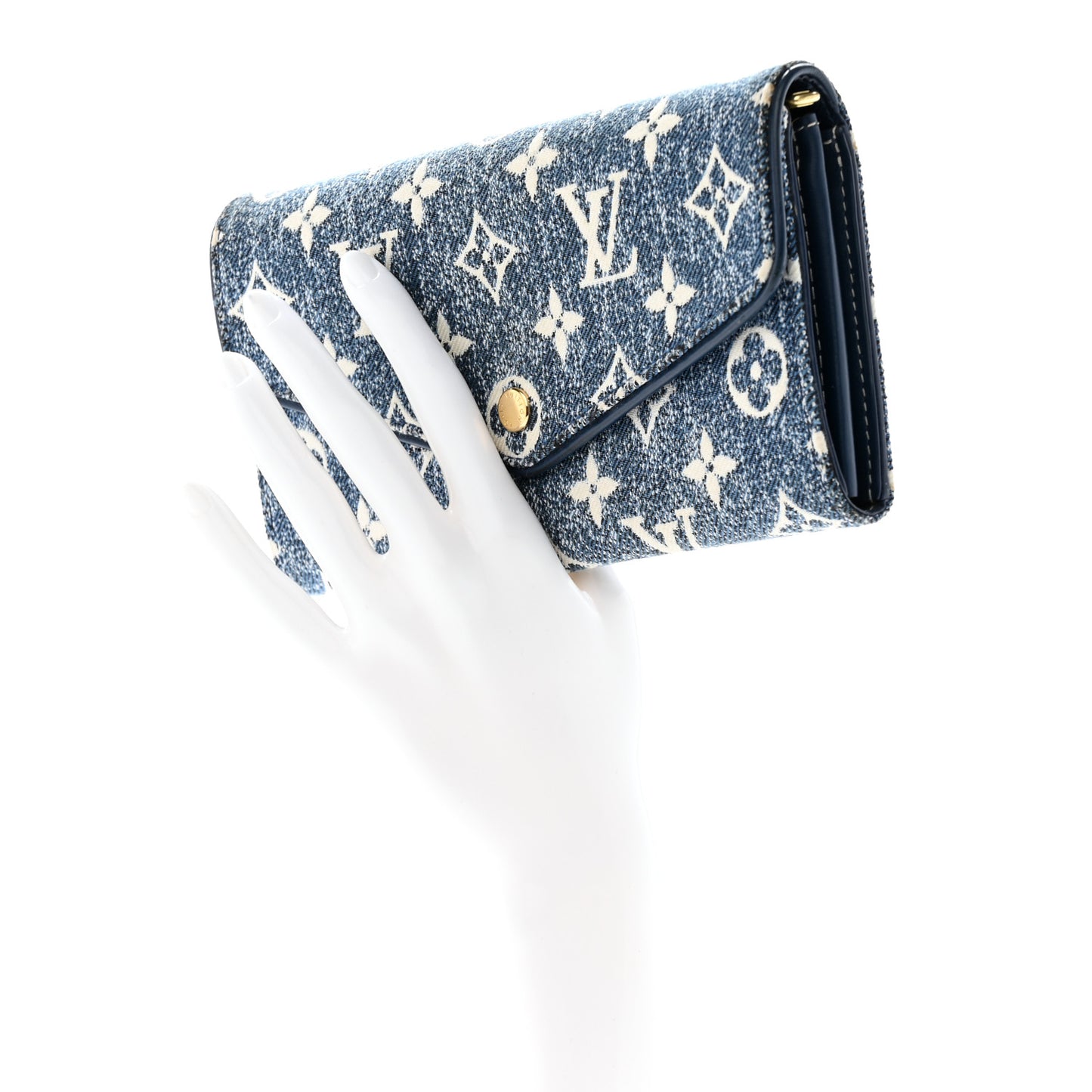 LOUIS VUITTON Monogram Jacquard Denim Sarah Wallet Bleu