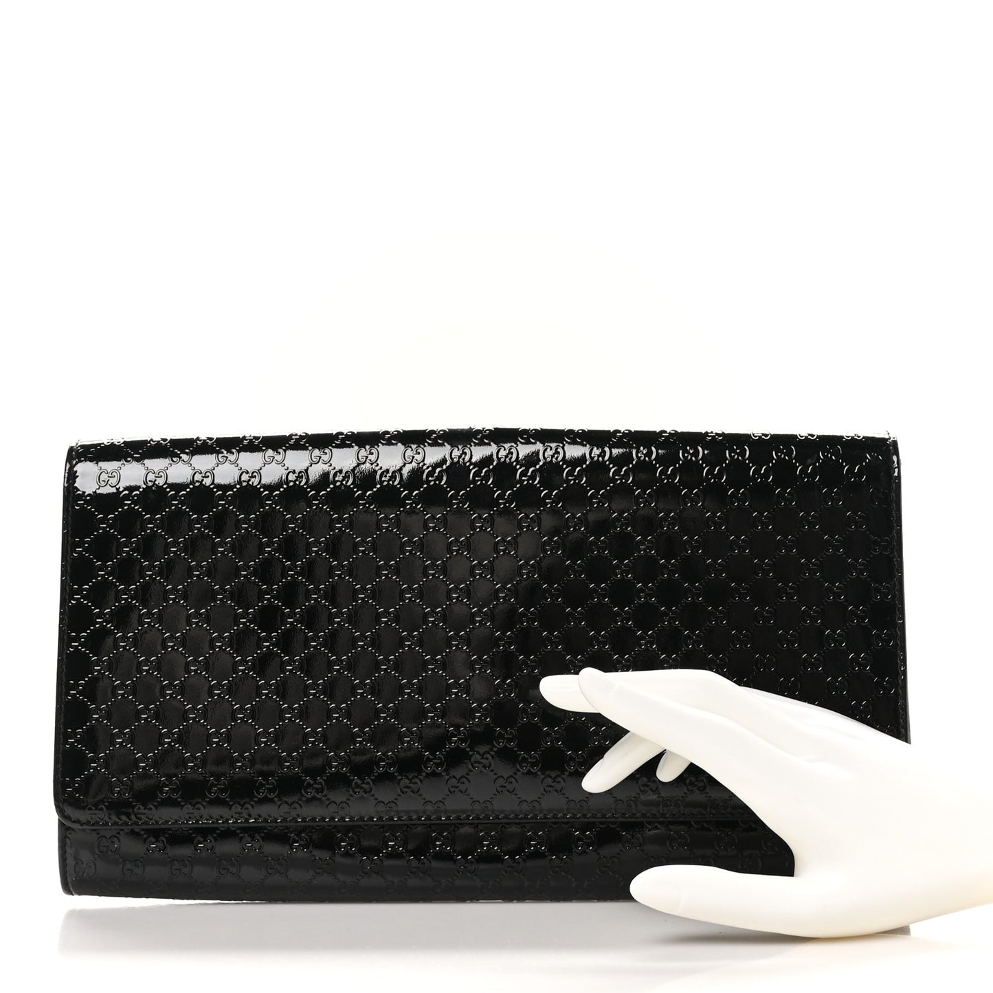 Patent Microguccissima Medium Broadway Clutch Black
