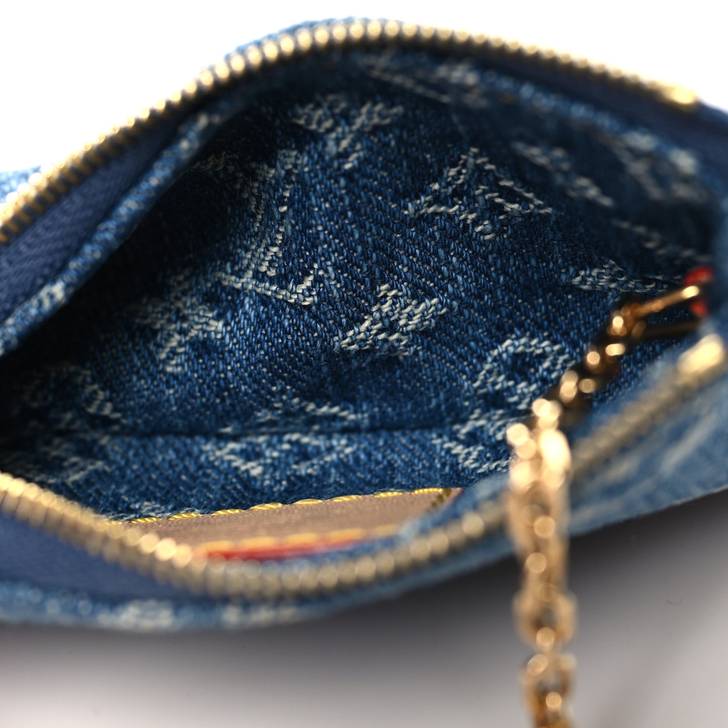 LV X TM Monogram Denim Cerises Key Pouch Blue