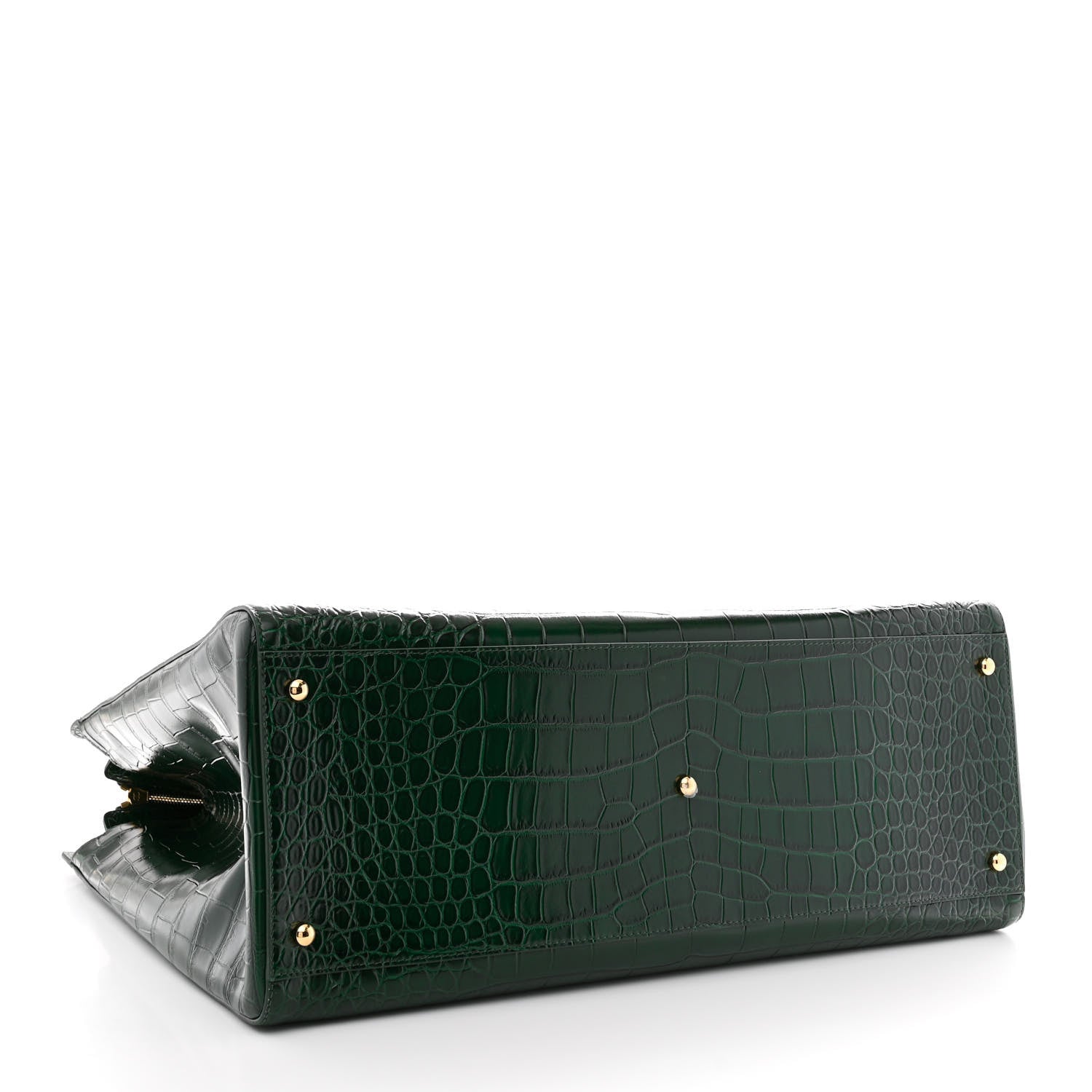 Chanel Calfskin Crocodile Embossed Large Shopping Bag Dark Green 4 of 12